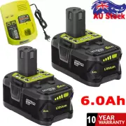 2x 18V 6.0Ah Battery /Charger For Ryobi P108 ONE+ Plus P102 P104 P109 9A