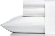Vera Wang Percale Collection Bed Sheet Set - 100% Cotton, Crisp & Cool, Lightweight & Oeko-Tex Certified, Queen, White