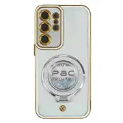 For Samsung Galaxy S25+Plus/S24+Plus Glitter Stand Case Shockproof Case Heavy Duty Protective Back Cover (Silver)