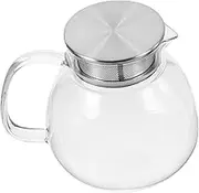 GRADENEVE 1 Set Transparent Glass Teapot with Strainer Portable Kettle for Loose Leaf Tea Herbal Brews Cold Brew Dishwasher Microwave Safe for Office Home