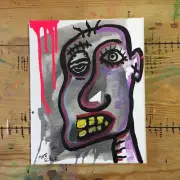 Matt Scalf 8x10 CANVAS Face Abstract Portrait Graffiti Street Art Modern Signed