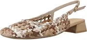 [Carmela] Ladies Beige Braided Leather Combined Low Heel Ballet Flats