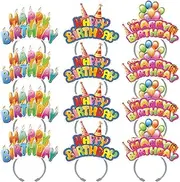 KKBES Happy Birthday Headbands, Paper Birthday Party Hats, 3 Patterns for Children and Adults Celebrating Birthdays