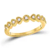 14kt Yellow Gold Round Diamond Heart Stackable Band Ring 1/10 Cttw