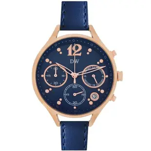 日本DW D3227 時尚古典典雅女爵真三眼皮帶手錶