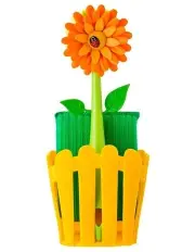 Vigar Flower Power Sink Caddy Organizer Cleaning Set 3 Pieces in Orange