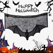 Halloween Lace Valance Short Curtain Topper for Kitchen Window Black Spooky Decorate Semi-Sheer Curtain Fabric Polyester Rod Pocket