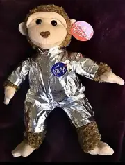 VINTAGE COLLECTIBLE NASA Monkey Chimpanzee Plush 11” In Silver Spacesuit #L10750