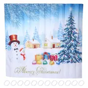 200x180cm Christmas Themed Pattern Waterproof Bathroom Shower Curtain with Hanging Hooks