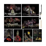 Scratch Art for Kids & Adult, Rainbow Engraving Painting Landscape Scratchboa...