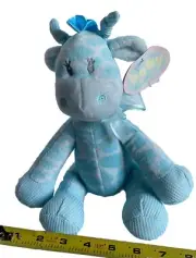 First & Main Jingles Blue Giraffe Baby Plush Stuffed Animal Rattle Toy 9" Gift