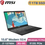 MSI微星 MODERN 15 H B13M-002TW (I7-13700H/8G+8G/1TB SSD/WIN11 PRO/15.6)特仕