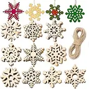 QUACOWW 50 Pieces Christmas Wooden Snowflake Ornaments Unfinished DIY Wood Snowflake Cutouts Christmas Tree Hanging Ornaments with Strings for DIY Christmas Decorations Crafts (2 Inch)