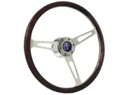1968-78 Ford Mustang 6-Bolt Espresso Wood Shelby Steering Wheel Kit, Blue Pony (for: Ford)