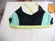 NWT Champion Advanced Cross-Back Swim Bra Top Black-Teal-Yellow Size Large 12-14