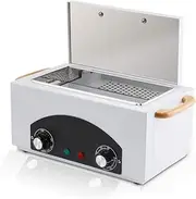 JVSURF High Temperature Metal Tool Cleaning Box Dry Heat Sterilizer with Timer Manicure Pedicure SPA Salon Barber Equipment for Dentist Clinic Lab Sundry Beauty Hair Cut Nail Tools(UK Plug) White
