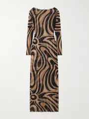 [PUCCI] PUCCI - Marmo Printed Mesh Maxi Dress - Black - IT46 IT 46 Black