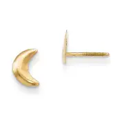 14K Yellow Gold 8mm Half Moon Stud Earrings Screw Back Madi K Children's Jewelry