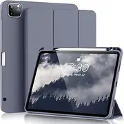 Aoub Case for iPad Pro 11,Case with Pencil Holder for iPad Pro 11 Inch 4th/3rd/2nd Generation 2022/2021/2020, Support Pencil 2 Charging,Slim Tablet Cover with Soft TPU Back,Auto Sleep/Wake, Purple