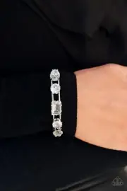 Paparazzi Uniquely Untapped bracelet. Cuff White Rhinestone