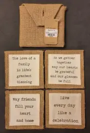 Francescos Mud Pie Burlap Coasters Love Family Friends Etc