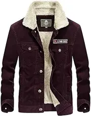 Yeokou Men's Vintage Slim Sherpa Lined Shearling Corduroy Trucker Jacket
