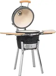 Kamado Barbecue Grill Smoker | Ceramic | 81 cm | Outdoor Grill | Built-in Thermometer | Glazed Finish | 33 cm Cooking Surface|Foldable Side Shelves|Durable & Aesthetic Design|Stainless Steel Stability