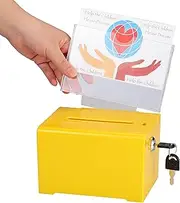 Adir Suggestion Box with Slot and Lock – Acrylic Donation Box for Fundraising, Drawing Box for Raffle, Funraiser Box, Tip Box with Lock - 6.25x4.5x 4 Inches voting box with slot and Sign Holder