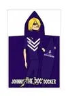 Fremantle Dockers Mascot AFL Kids Purple Printed Velour Hooded Towel Poncho New