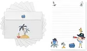 Friendly Fox Children's Letter Paper Pirate - Letter Pad/Writing Pad with Lines - A5 Letter Pad with 50 Sheets Including 20 Envelopes - Writing Paper Set for Children (Pirate)