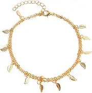 [Generic] Layered Anklet Gold Silver Bracelets Fashion Accessory Women's Anklets Valentines Day Foot Chains for Holiday Vacation, Gold