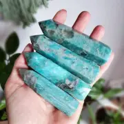 Natural Amazonite Tower Blue Crystal Obelisk Tower Mineral Specimen Home Decor