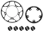 sourcing map 2pcs 130BCD Bike Chainring Set 46T/56T Round Narrow Wide Aluminum Chainring Chainwheel with Double Round 5 Bolts for Road Bike Bicycle 9/10/11 Speed Chains