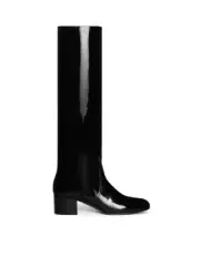 CELINE Les Bottes Triomphe $1800 Black Patent Leather High Boots New & Authentic