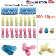 200-50X Heat Shrink 22-10AWG Female Spade Wire Connector Crimp Butt Terminal