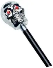 Skull Cane Gothic Vampire Silver Fancy Dress Halloween Adult Costume Accessory
