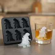 Godzilla Dinosaur Ice Cube Mold, 6 Cavity Dino Shaped Ice Cube Tray, Ice Cube Maker for Party Cocktail Drinks Black