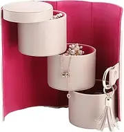 [Generic] Jewelry Organizers and Storage,3-layer Leather Jewelry Holder - Decorative Aesthetic Portable Cute Multi-Layer Storage for Women Dresser Travel