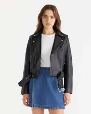 [Jag] Jag Women's Quintana Leather Jacket In Black Size Large Large Black