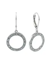 Silver 0.09 ct. tw. Diamond Circle Earrings