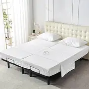 Split King Sheets Sets for Adjustable beds Cotton Split King Bed Sheet Set 5 Piece 600 Thread Count-100% Cotton Split Sheets Set for Beds, Bedding Sheets-Fits Mattress 16" Deep Pocket White Solid