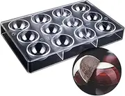 12 cavities 5cm diameter 3D half ball shape PC polycarbonate chocolate mold candy mould fondant mousse cake molding DIY baking