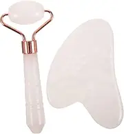 Mikinona 1 Set Natural Jade Scraping Massage Roller Facial and Back Therapy Tool for Neck Shoulders and Face Lightweight Portable Massage Tools for Beauty and Spa Care