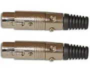 2 PACK LOT PREMIUM 3 pin XLR female connector mic microphone cable cord end jack
