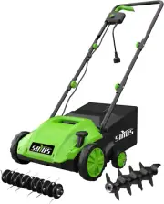 Electric Dethatcher and Scarifier with 30L Collection Bag, 13-Inch 12 Amp 2-In-1