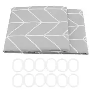 Striped Thicken Shower Bath Curtain Waterproof Bathroom Curtain Hanging Hooks Grey(200*200cm)