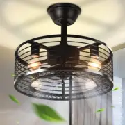 New 18" Caged Ceiling Fan w/Lights Enclosed Bladeless Remote 6 Speeds Fast Ship