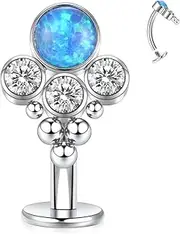 [FUNLMO] G23 Titanium Belly Button Ring Disc Bottom Navel Jewelry Floating Belly Ring 14G Belly Piercing Internally Threaded Curved Navel Barbell 8/10/12/14mm