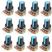uxcell 12Pcs 50K Ohm Variable Resistors Single Turn Rotary Carbon Film Taper Potentiometer with Knobs