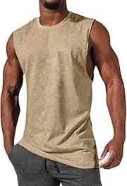 [Maiyifu-GJ] Men's Gym Workout Muscle Bodybuilding Vest Summer Crewneck Big and Tall T Shirts Cotton Sleeveless Tank Top